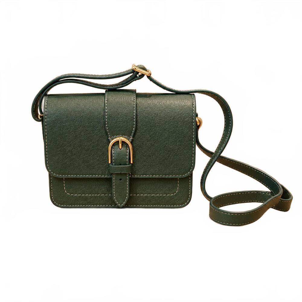 NEW FOSSIL zoey medium flap handbag in viridian emerald green/gold